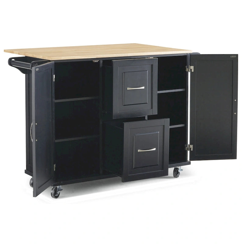 Carrello da Cucina Mobile con Piano in Legno Naturale