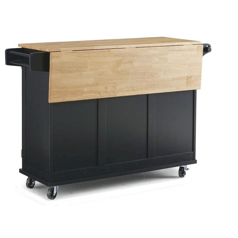 Carrello da Cucina Mobile con Piano in Legno Naturale