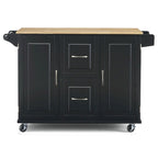 Carrello da Cucina Mobile con Piano in Legno Naturale
