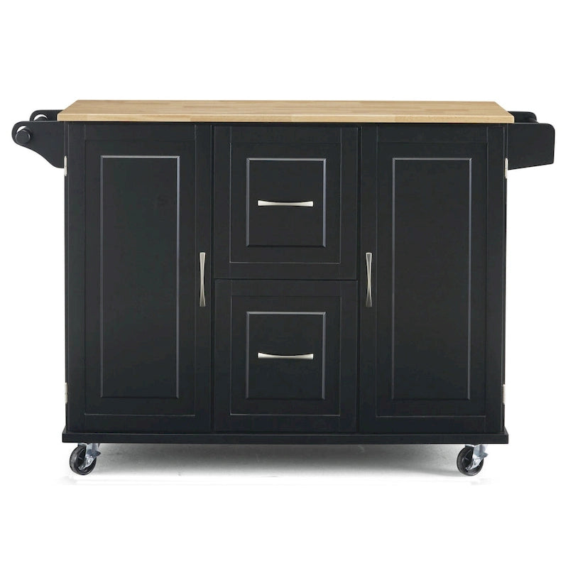 Carrello da Cucina Mobile con Piano in Legno Naturale