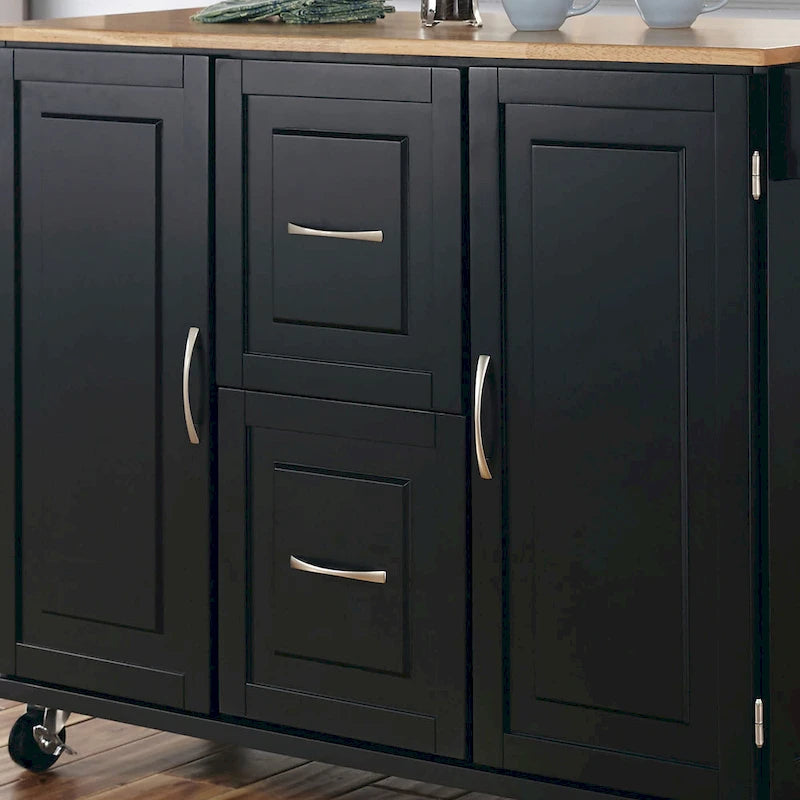Carrello da Cucina Mobile con Piano in Legno Naturale