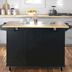 Carrello da Cucina Mobile con Piano in Legno Naturale