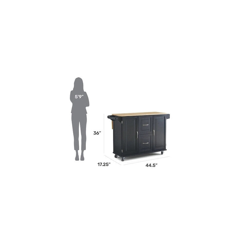 Carrello da Cucina Mobile con Piano in Legno Naturale