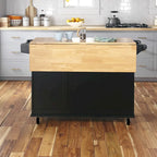 Carrello da Cucina Mobile con Piano in Legno Naturale