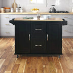 Carrello da Cucina Mobile con Piano in Legno Naturale