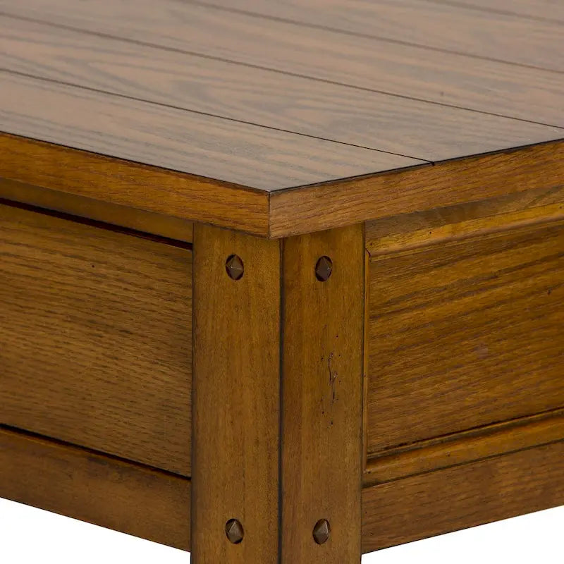 Tavolino da Salotto Rustico in Rovere con Cassetti Contenitori