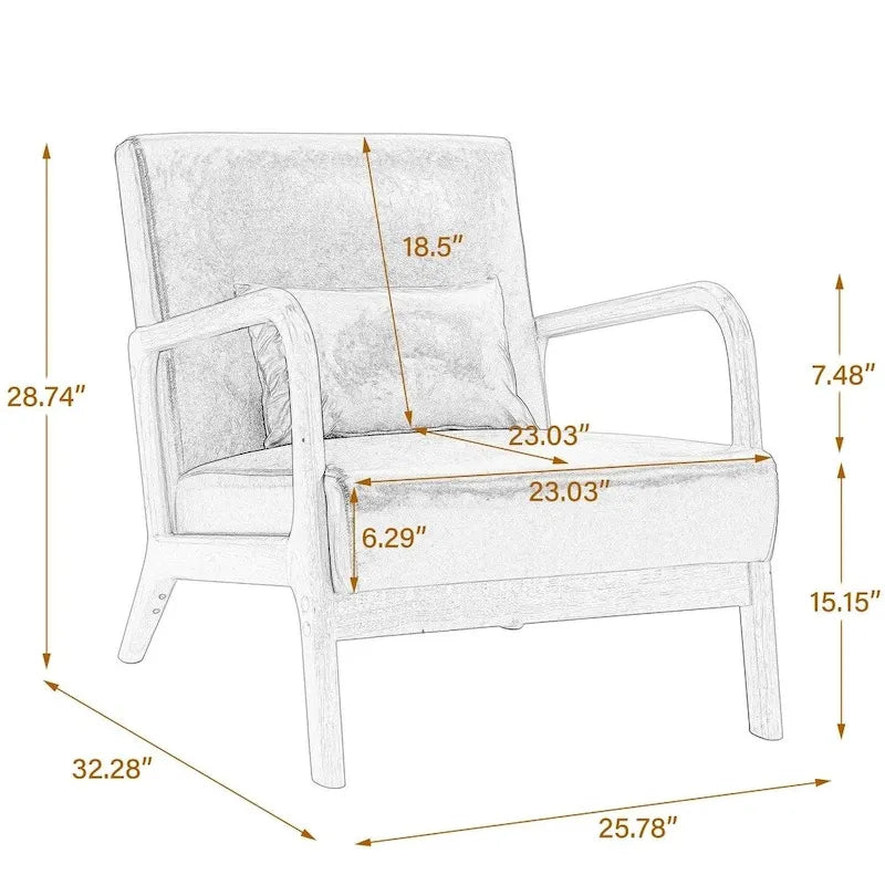 Poltrona d'accento imbottita con gambe in legno – 65,5 cm L x 72,9 cm H x 82 cm P