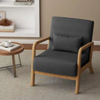 Poltrona d'accento imbottita con gambe in legno – 65,5 cm L x 72,9 cm H x 82 cm P