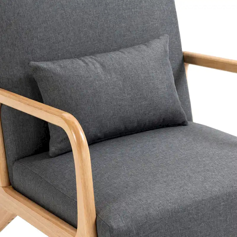 Poltrona d'accento imbottita con gambe in legno – 65,5 cm L x 72,9 cm H x 82 cm P