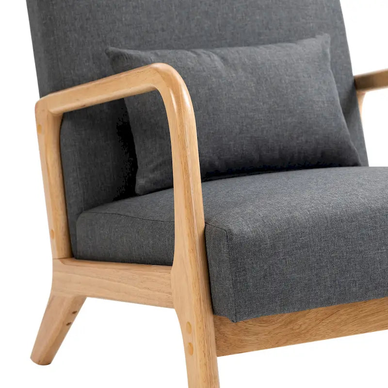 Poltrona d'accento imbottita con gambe in legno – 65,5 cm L x 72,9 cm H x 82 cm P