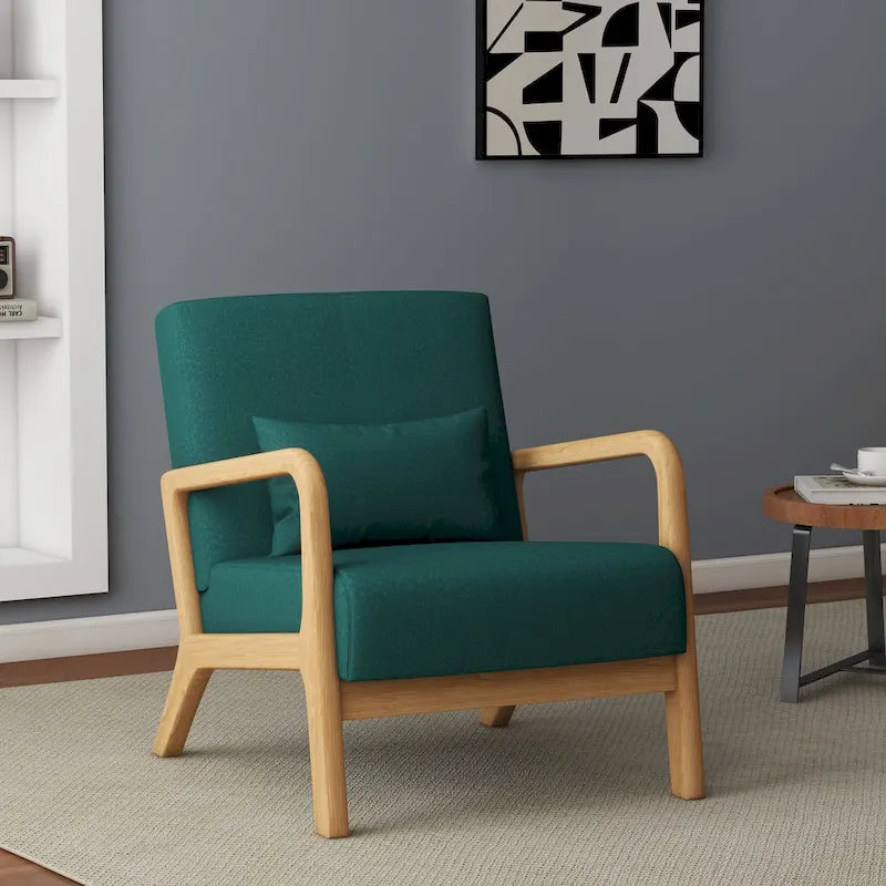 Poltrona d'accento imbottita con gambe in legno – 65,5 cm L x 72,9 cm H x 82 cm P