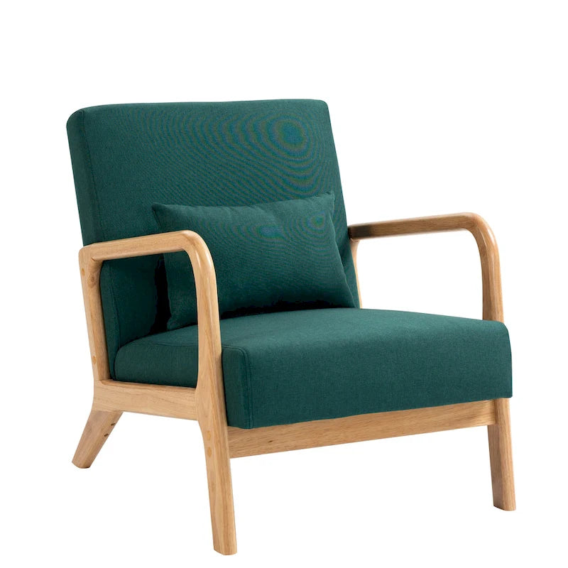 Poltrona d'accento imbottita con gambe in legno – 65,5 cm L x 72,9 cm H x 82 cm P
