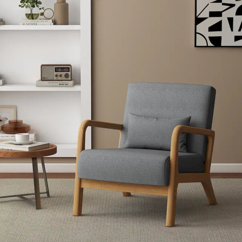 Poltrona d'accento imbottita con gambe in legno – 65,5 cm L x 72,9 cm H x 82 cm P