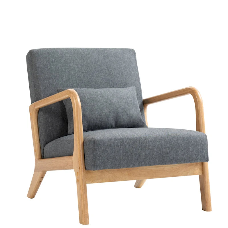 Poltrona d'accento imbottita con gambe in legno – 65,5 cm L x 72,9 cm H x 82 cm P