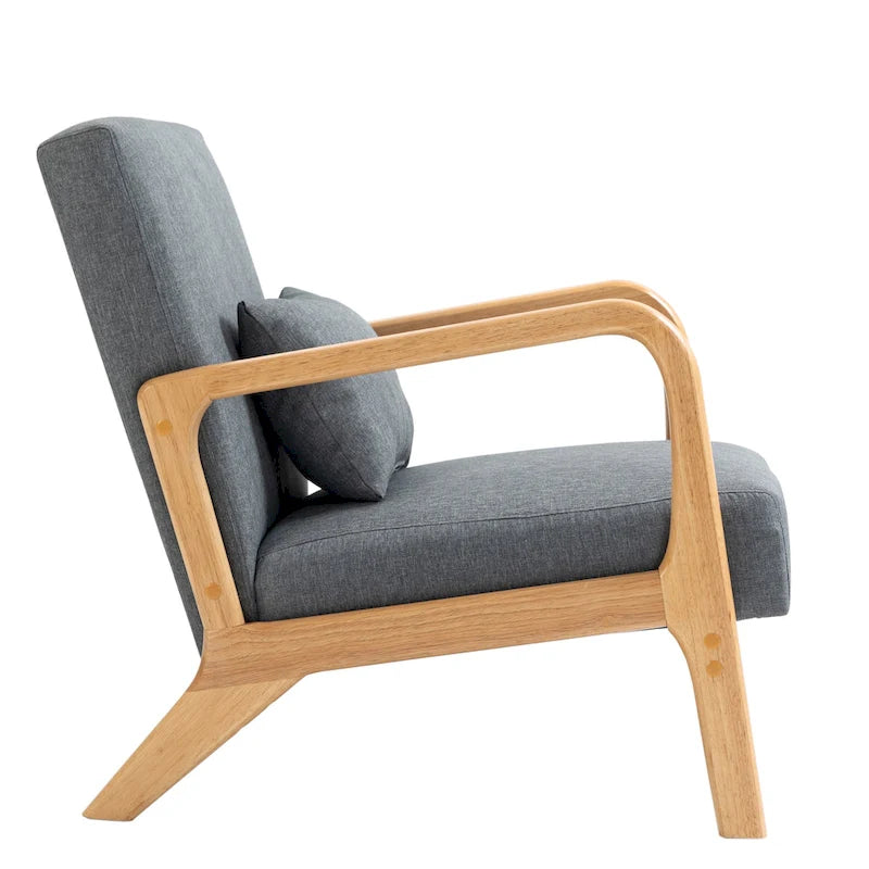 Poltrona d'accento imbottita con gambe in legno – 65,5 cm L x 72,9 cm H x 82 cm P