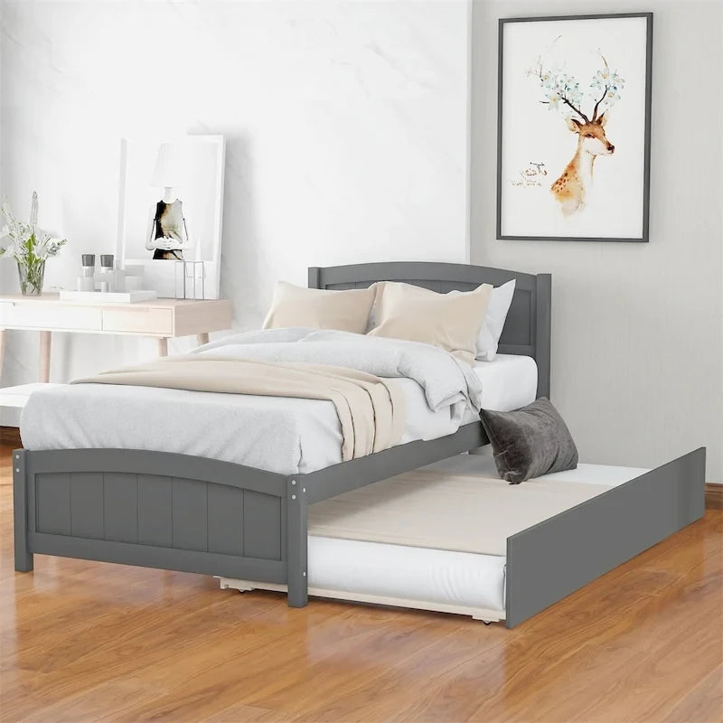 Letto a piattaforma a una piazza con letto estraibile