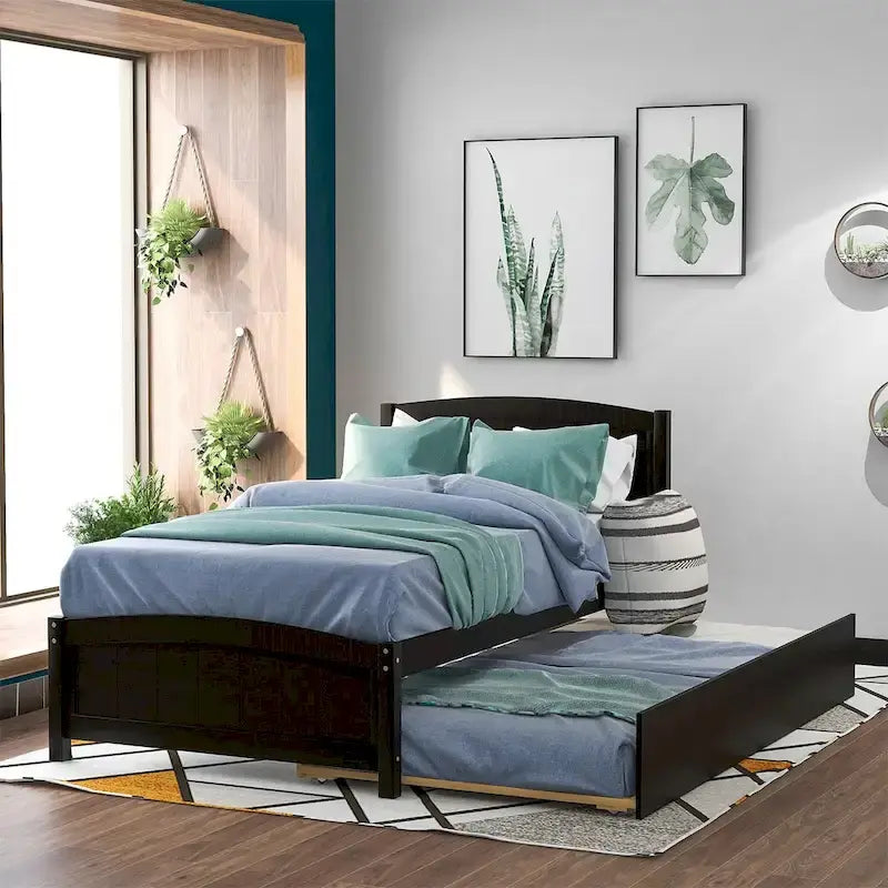 Letto a piattaforma a una piazza con letto estraibile