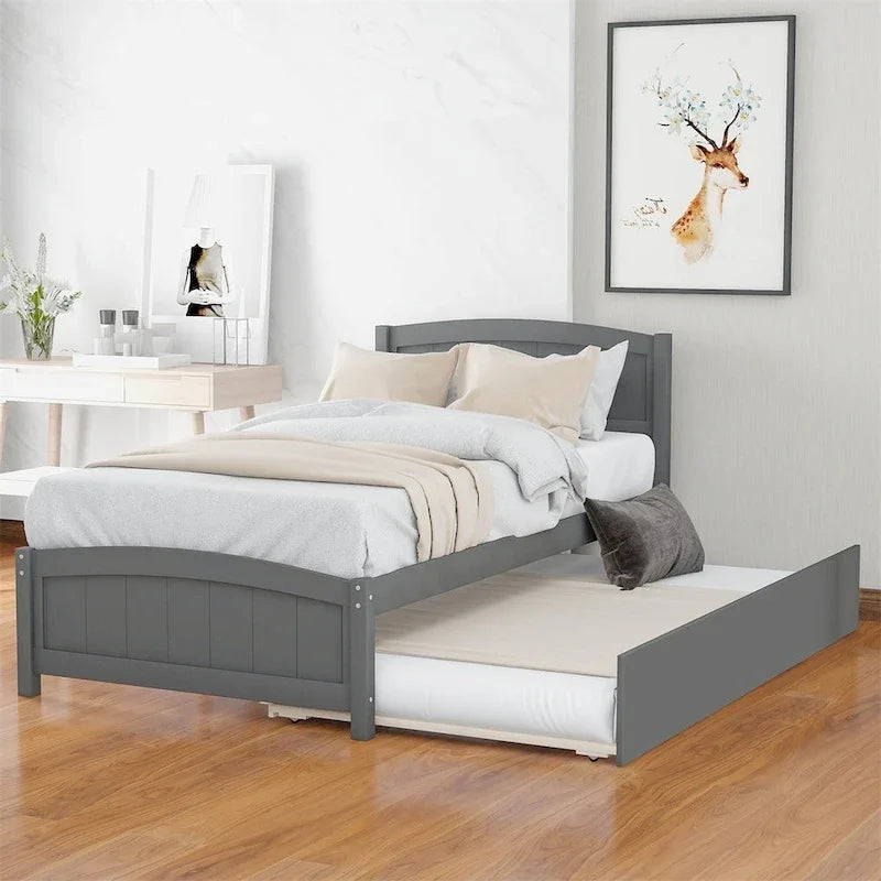 Letto a piattaforma a una piazza con letto estraibile