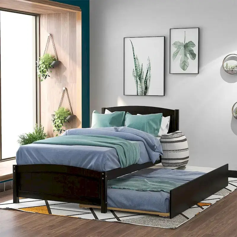 Letto a piattaforma a una piazza con letto estraibile