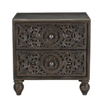 Cassettiera da notte in legno di mango con 2 cassetti