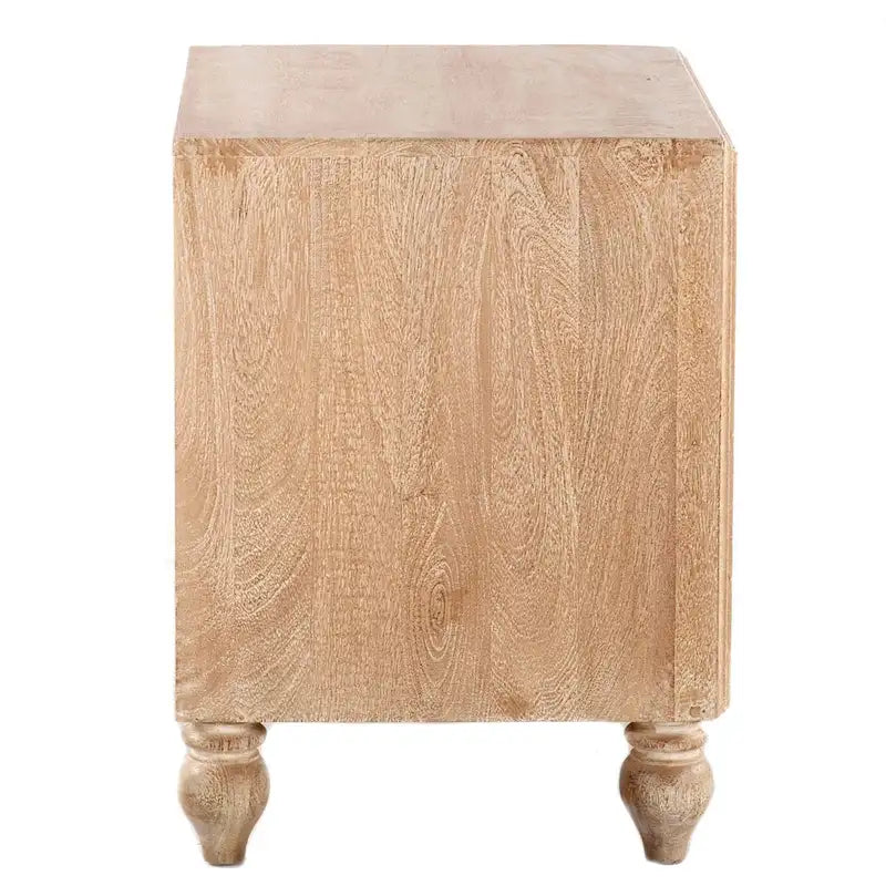 Cassettiera da notte in legno di mango con 2 cassetti