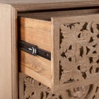Cassettiera da notte in legno di mango con 2 cassetti