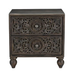 Cassettiera da notte in legno di mango con 2 cassetti