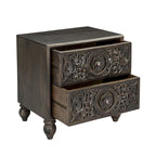 Cassettiera da notte in legno di mango con 2 cassetti