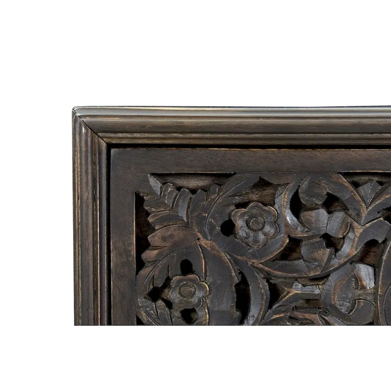 Cassettiera da notte in legno di mango con 2 cassetti