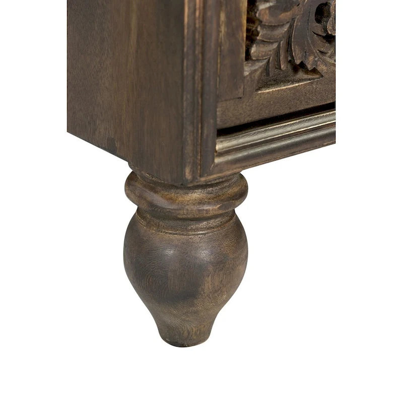 Cassettiera da notte in legno di mango con 2 cassetti