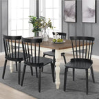 Set di sedie da pranzo con schienale a fusi in legno massello e gambe in legno curvato, nero
