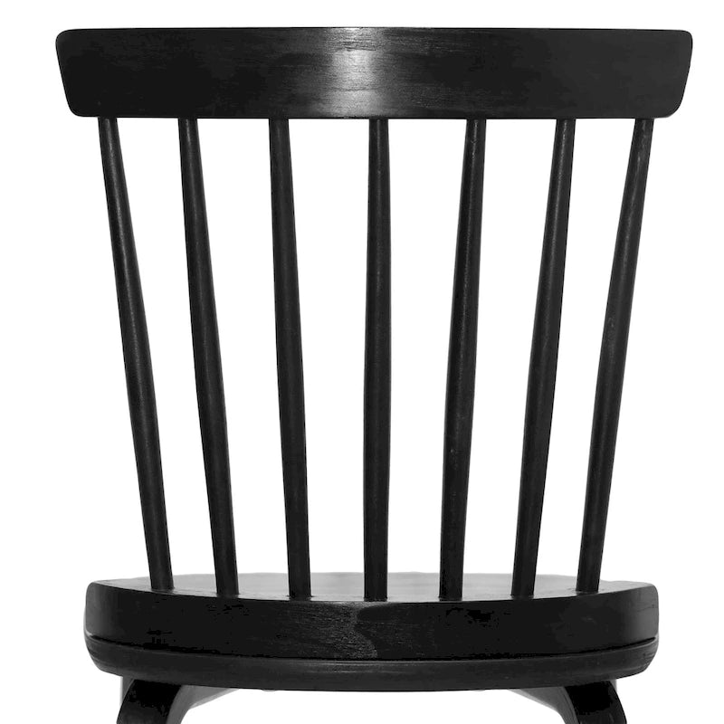 Set di sedie da pranzo con schienale a fusi in legno massello e gambe in legno curvato, nero