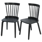 Set di sedie da pranzo con schienale a fusi in legno massello e gambe in legno curvato, nero