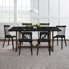Set di sedie da pranzo con schienale a fusi in legno massello e gambe in legno curvato, nero