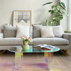 Tavolino Iridescente in Acrilico – Tavolino d'Appoggio Arcobaleno Trasparente 38x20x15