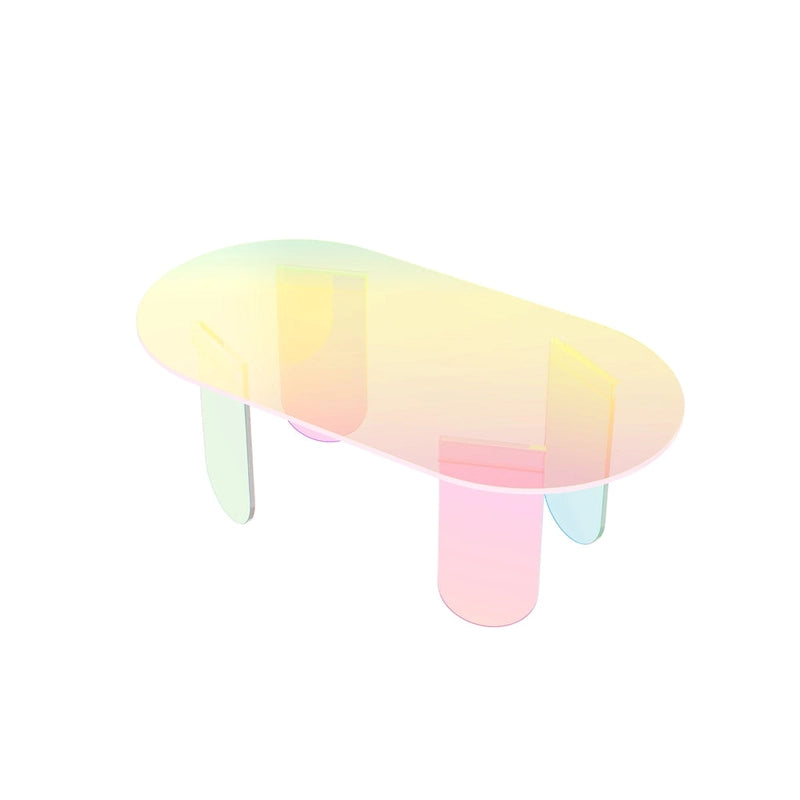 Tavolino Iridescente in Acrilico – Tavolino d'Appoggio Arcobaleno Trasparente 38x20x15