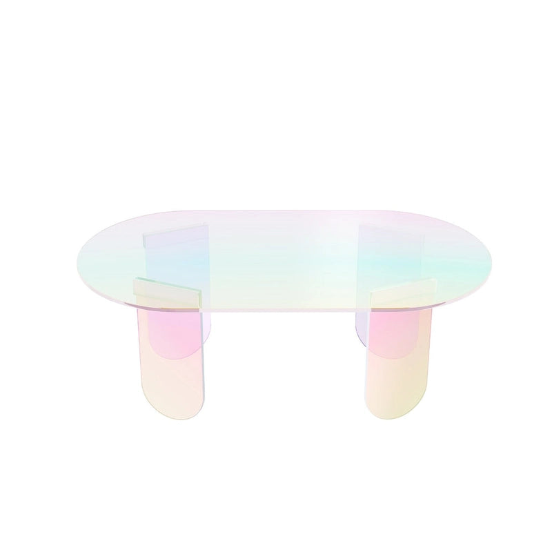 Tavolino Iridescente in Acrilico – Tavolino d'Appoggio Arcobaleno Trasparente 38x20x15