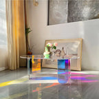 Tavolino Iridescente in Acrilico – Tavolino d'Appoggio Arcobaleno Trasparente 38x20x15