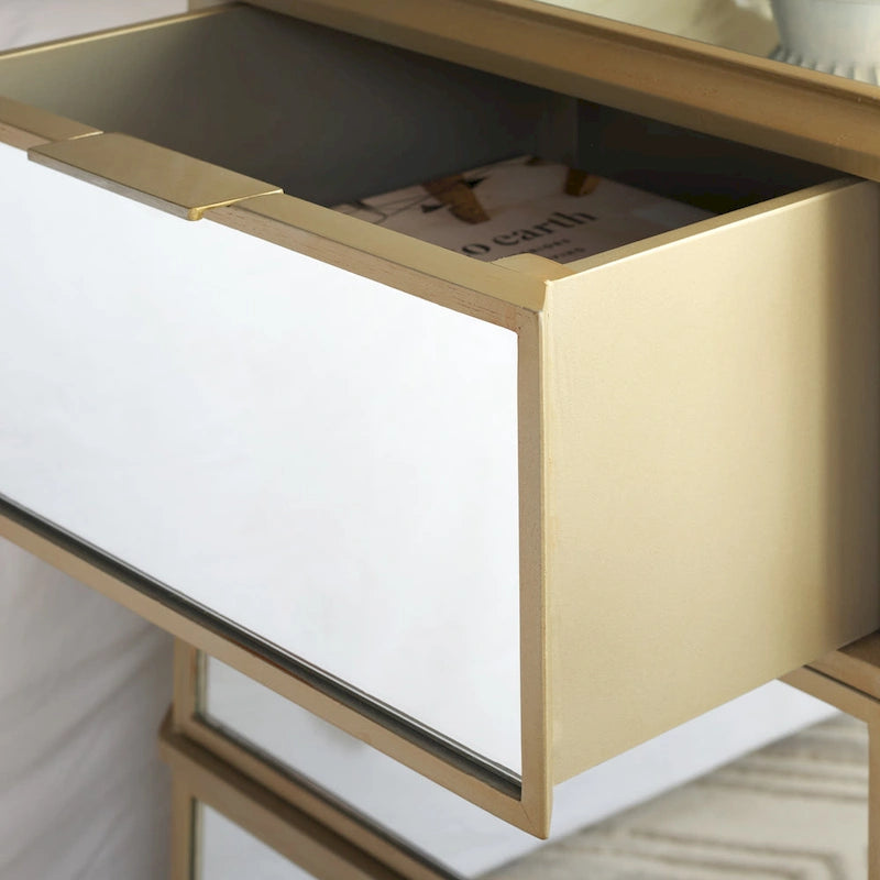Comodino a specchio a 3 cassetti