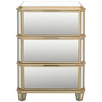 Comodino a specchio a 3 cassetti