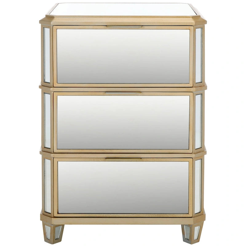 Comodino a specchio a 3 cassetti