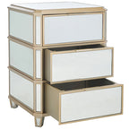 Comodino a specchio a 3 cassetti