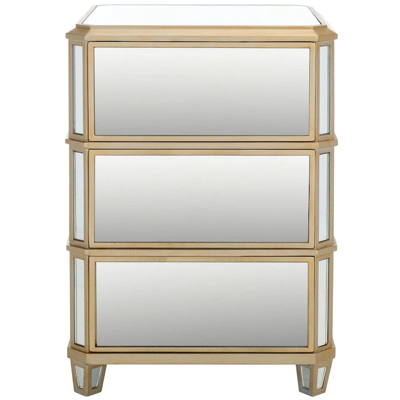 Comodino a specchio a 3 cassetti