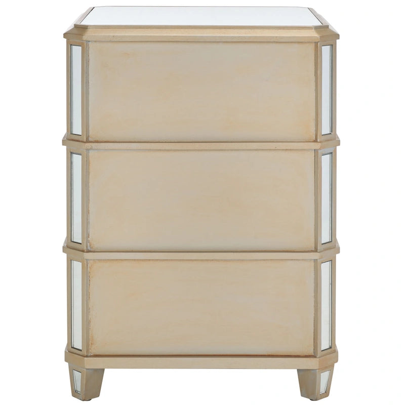 Comodino a specchio a 3 cassetti