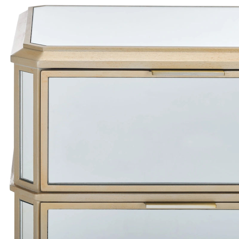 Comodino a specchio a 3 cassetti