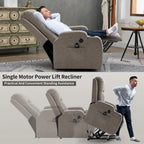 Poltrona Reclinabile Power Lift con Massaggio a 8 Punti, Calore Lombare e Portabicchieri