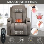 Poltrona Reclinabile Power Lift con Massaggio a 8 Punti, Calore Lombare e Portabicchieri