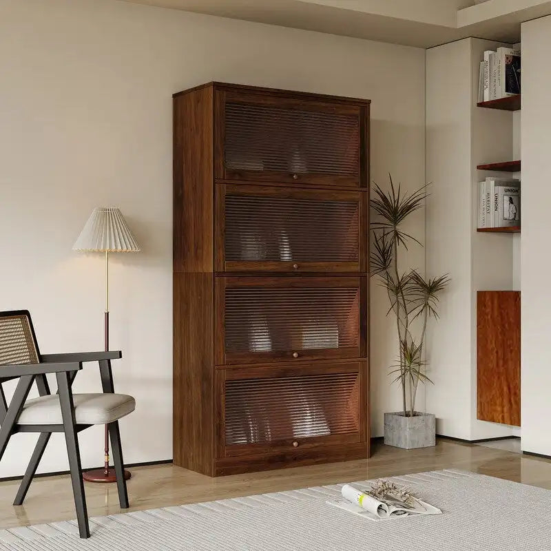 Modern Glass Doors Office Storage Cabinet Dustproof Bookshelf