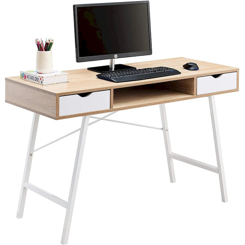 Scrivania Mid-Century Moderna con Cassetti e Vani Portaoggetti