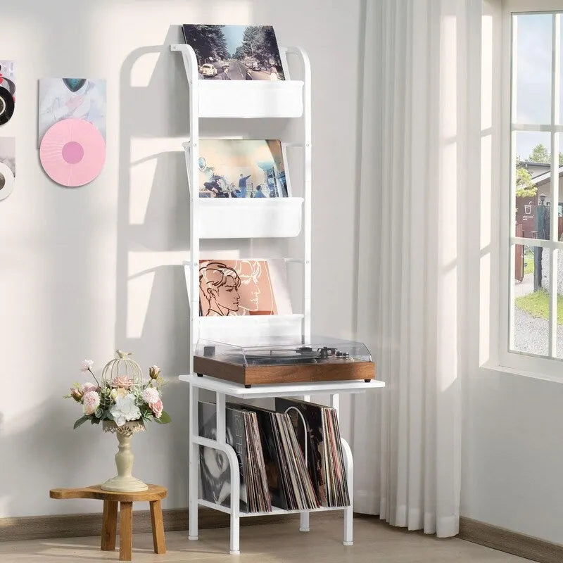 Mobiletto porta Giradischi con Portadischi in Vinile – 49.99 x 38.99 x 144.00 cm